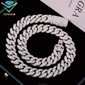 Cadena Cubana <span class=keywords><strong>de</strong></span> <span class=keywords><strong>Plata</strong></span> 925 <span class=keywords><strong>de</strong></span> 6mm y 8mm <span class=keywords><strong>con</strong></span> Moissanita Individual, Estilo Hip Hop, Pasa el Test <span class=keywords><strong>de</strong></span> <span class=keywords><strong>Diamantes</strong></span> GRA, <span class=keywords><strong>para</strong></span> <span class=keywords><strong>Hombre</strong></span> - Product Image 3