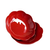 Rode bloeivormige fruit schaal, stapelbaar dienblad voor feestelijke bruiloften, huishoudelijk gebruik en snacks.