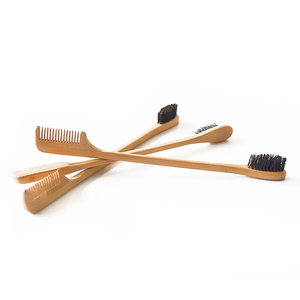 Hot Selling Top Rating <strong>Smooth</strong> Bamboo Comb Double Edge <strong>Brushes</strong> With Boar Bristles Edge Control <strong>Brush</strong> - Product Image 2
