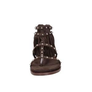 Sandales basses pour femmes GD471 Marron Talon de 2 cm Taille 38 Détail à franges Sandales plates - Product Image 3