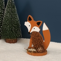 Articles de décoration intérieure, mini animaux en peluche en bois, raton laveur, renard