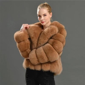 Veste Manteau en Fourrure de Renard Véritable Col en Fourrure Chaud et Chaud pour Femme, Excellent