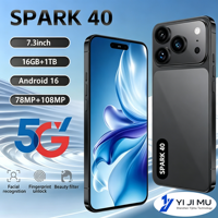 TECON 16G+1TB Android 16 Deca Core HD 7.3 Pouces 2026 SPARK 40 Double SIM Global 5G LTE Compatible Carte de Crédit GSM