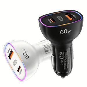 อะแดปเตอร์ชาร์จในรถยนต์อเนกประสงค์ 60 วัตต์ 60w Usb-c PD ที่ชาร์จโทรศัพท์ในรถยนต์ ช่องเสียบ 2 พอร์ต Usb Type c ที่ชาร์จมือถือในรถยนต์แบบเร็ว - Product Image 1