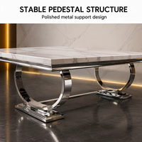 Table à manger de luxe pour la maison, design moderne, base en acier inoxydable, plateau en marbre