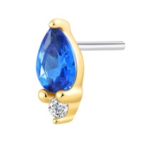 Piercing Stories 14k Solid Gold Pear Cut Stone Threadless Tops Piercing Jewelry