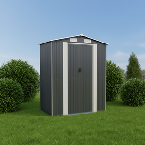 Caseta de jardín de acero galvanizado antracita de 75.6x42.5x87.8 pulgadas, solución de almacenamiento para uso en exteriores - Product Image 2