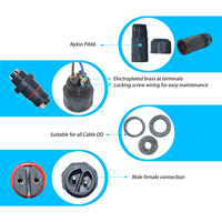 Conector impermeable YXY M20 IP68 2 3 4 pines adaptadores de cable eléctrico de tipo recto conector de fuente de alimentación negro