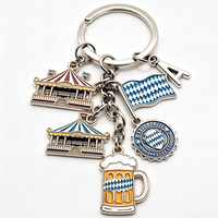 Porte-clés vintage en alliage de zinc avec breloques drapeau et carrousel, souvenir de Munich