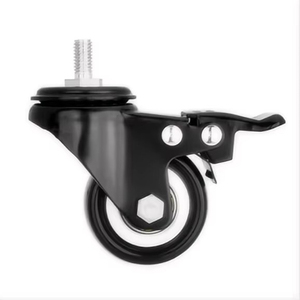 Roulettes pivotantes à visser de 2 pouces en caoutchouc PVC avec frein à 360°, roues universelles pour meubles, hôtel, salle de bain, salon - Product Image 1