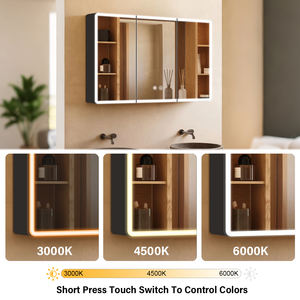 Grote Driedubbele Deur Staal Met Poedercoating Spiegelkast Met 3 Kleurtemperaturen - Product Image 4