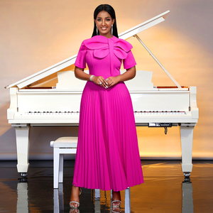 Am040326 Ons Lokale Voorraad Rose Korte Mouw Een Lijn Hoge Taille Geplooide Maxi Avondjurk Jurk Elegant - Product Image 1