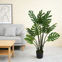 Grand arbre artificiel Monstera, décoration d'intérieur, herbe artificielle réaliste en plastique, topiaire pour espaces extérieurs, pots artificiels, plante décorative