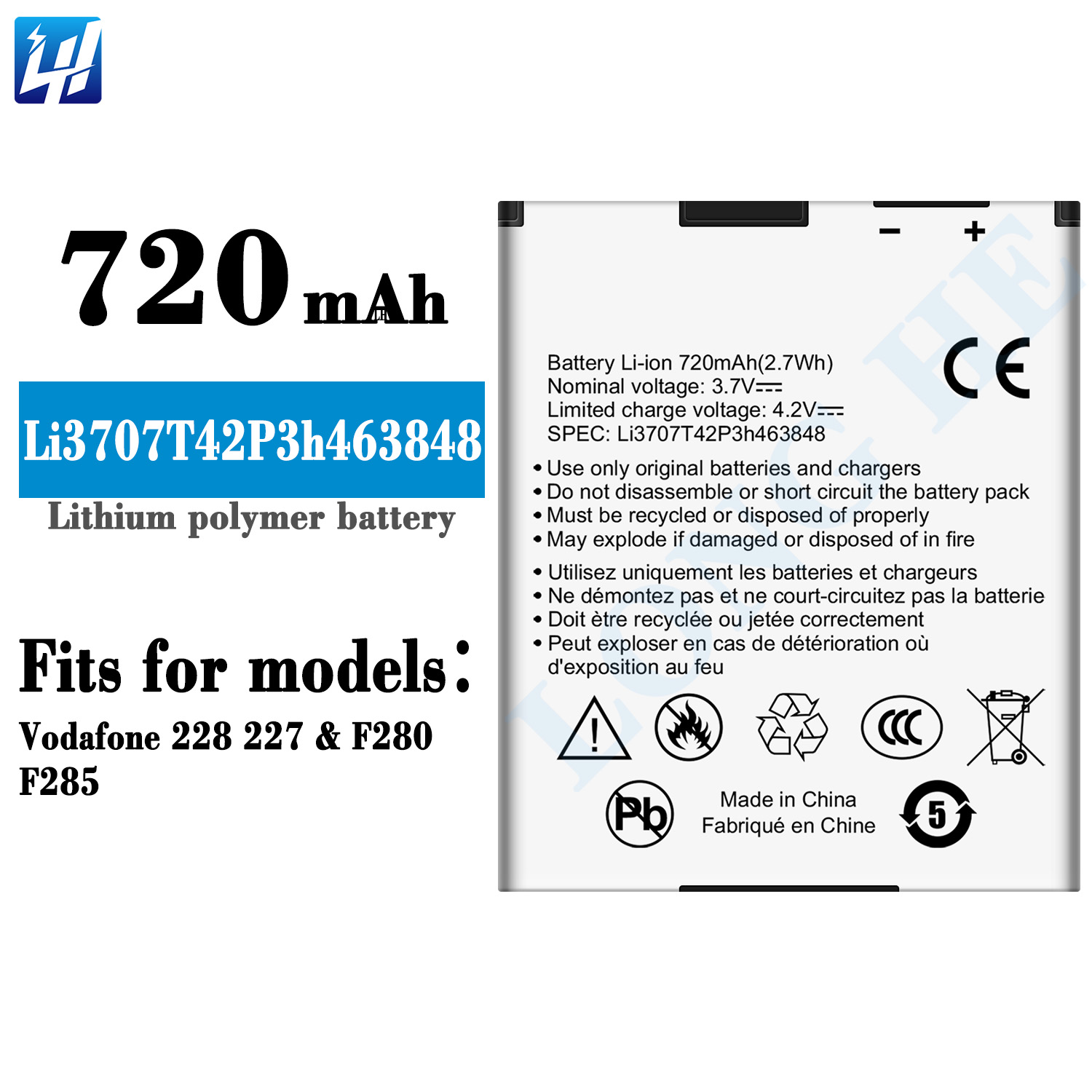 720mah Li3707t42p3h463848 Battery Forzte F285 Vodafone 228
