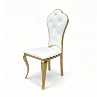 Chaise de banquet commerciale en acier inoxydable doré, dossier en forme d'éventail, haut de gamme, pour hôtels et réceptions