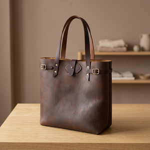 Bolso de Mano de Cuero Genuino Hecho a Mano por BS INTERNATIONAL, Bolso de Lujo Casual para Mujer, Duradero, Impermeable, 2L+ Gran Capacidad, Correas Dobles - Product Image 5