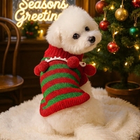 Pull confortable pour animaux de compagnie pour Noël et l'hiver, en acrylique, rayé rouge et vert, costume de fête pour chiot et chaton