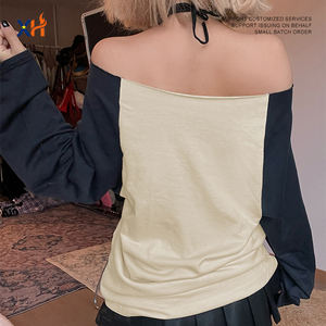 เสื้อยืดคอกลมแขนสั้นทรงเข้ารูป ระบายอากาศดี พิมพ์ลายตัวอักษรเดียว ตัดเย็บด้วยสีตัดกัน ดีไซน์ใหม่สำหรับฤดูร้อน พร้อมโลโก้สั่งทำพิเศษ - Product Image 2