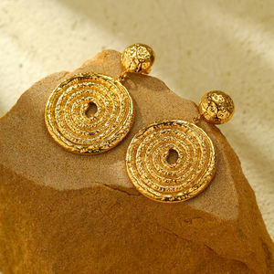 <span class=keywords><strong>Orecchini</strong></span> Pendenti Circolari Esagerati Placcati Oro <span class=keywords><strong>in</strong></span> <span class=keywords><strong>Acciaio</strong></span> Inossidabile per Donna Gioielli Trendy per Matrimonio - Product Image 1