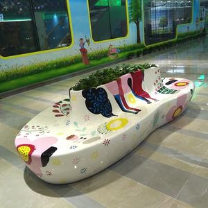 Moderno colorido jardín Seater fibra de vidrio decoración al aire libre resina <span class=keywords><strong>dibujo</strong></span> bancos - Product Image 3