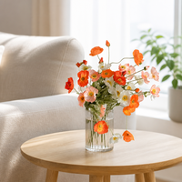 Fleurs artificielles réalistes en coquelicot floqué, fleurs douces faites à la main pour la maison, la fête des mères, les décorations de Noël, la photographie
