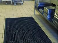 Robuste Rutschfeste Bodenmatte für Gewerbeküchen, Werkstätten und Nass-Öl-Bereiche 3x5 Schwarz-Rot mit Abgeschrägtem Rand Gummimatte