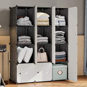 Wholesale 12 Cubes Diy <b>Cheap</b> Portable Armoire <b>Wardrobe</b> Cabinet Plastic Bedroom <b>Wardrobe</b> Furniture With Shoe Rack - Product Image 3