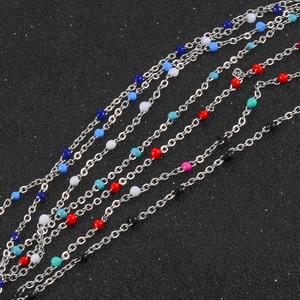 Collier fantaisie bohème fait main avec perles arc-en-ciel, chaîne satellite multicouche en acier inoxydable pour femme - Product Image 2