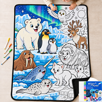 Couverture à colorier tendance motif animaux de la savane, semi-colorée, à faire soi-même, avec 24 marqueurs acryliques pour canapé, chambre et maison
