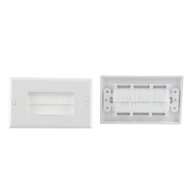 ZHEFAN Sample Free In-Wall Installation 1-Gang Brush Type Wall Plate for Cable management Brush Wall Plate American style