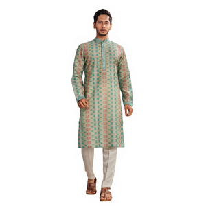 Kurta en coton de qualité supérieure pour homme, brodé, pour les occasions spéciales, les mariages, les cérémonies, kurta longue, kurta pour les occasions spéciales pour homme - Product Image 1