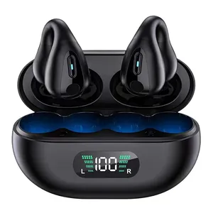 2024 NEW LED Digital Display Earphone Gaming Tws Bone Conduction Open Earphone V5.3 Ear Clip On Ear Wireless Headphone