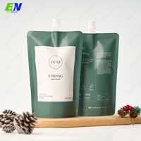 Pochette à bec verseur en papier kraft recyclable de 500 ml, sac de recharge personnalisé imprimé pour le lavage des mains et du corps, emballage liquide écologique