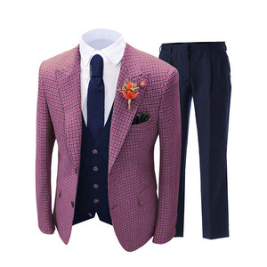 Slim Fit <span class=keywords><strong>Tweed</strong></span> Lana Negocios Plaid Dogtooth Jacquard Diseño Boda Novio Trajes de <span class=keywords><strong>3</strong></span> <span class=keywords><strong>piezas</strong></span> Conjunto para hombres - Product Image 4