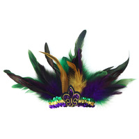PartyDots Brassard et bandeau à plumes à paillettes tricolores Accessoires de Mardi Gras à la mode de la Nouvelle-Orléans pour les décorations de fête