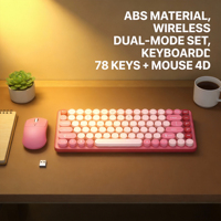 Prix de gros du fabricant OEM Clavier sans fil ergonomique mini rose double mode 85 touches + Souris 4D alimentée par piles
