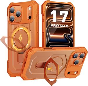 Custodia Magnetica per iPhone 17 Pro Max con Cavalletto, Protezione Anticaduta, Robusta, Design <span class=keywords><strong>Unicorno</strong></span> Scarabeo, Arancione - Product Image 1
