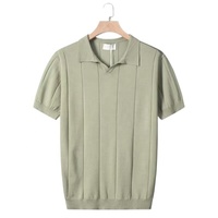 Nouveau T-shirt en tricot de coton ajusté à la mode pour hommes, col en V, manches régulières, style décontracté, t-shirts d'été