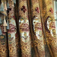 Rideaux occultants en polyester semi-occultants, brodés de jacquard floral exquis et élégants, sur mesure, style européen, pour bureau