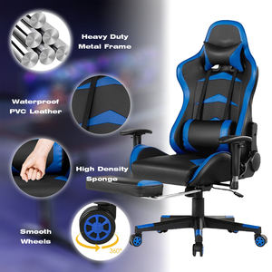 <span class=keywords><strong>Silla</strong></span> Ergonómica Reclinable Ajustable de Piel Sintética Giratoria para Juegos de PC con Reposapiés, Suministro del Fabricante AJUNION - Product Image 2