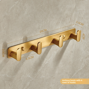 Portasciugamani in Ottone Anticato con 4 <span class=keywords><strong>Ganci</strong></span>, Scaffali Impilabili e Organizzatore <span class=keywords><strong>per</strong></span> Bagno - Product Image 1