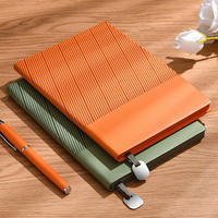 Carnet A5 personnalisé de haute qualité avec logo, ensemble de papeterie en cuir PU, coffret cadeau promotionnel pour entreprise avec stylo, pour le bureau et l'école