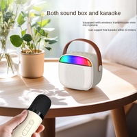 Machine de karaoké portable avec système audio, batterie intégrée, rechargeable par USB, 2 microphones portatifs
