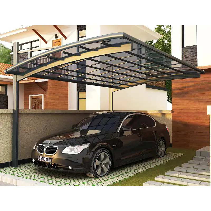 Aluminium Metalen Carports Met Gebogen Dak Carport Zonnekap Polycarbonaat Autogarage Cantilever Carport