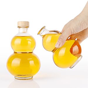 250ml 380 500 Bouteilles en verre transparentes en forme de <span class=keywords><strong>gourde</strong></span> pour liqueur Brandy Vodka Tequila avec liège - Product Image 4