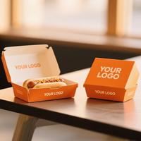 Boîtes rigides personnalisées en carton ondulé pour hot-dogs, forme rectangulaire, jetables, recyclables, avec logo en relief, conception auto-érectible