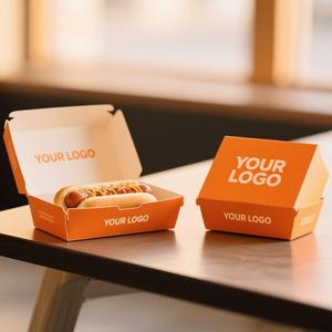 Cajas de Cartón para Alimentos Personalizables de Color Naranja, Cajas de Papel Rectangulares con Impresión de Logotipo, Envases Desechables para Alimentos - Product Image 3