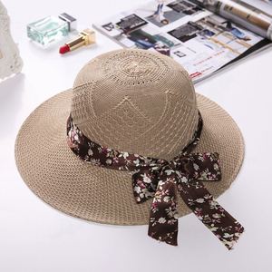 Sombreros de pescador de paja tejidos de ala ancha para mujer, estilo de imagen, para verano, playa, protección solar, venta al por mayor - Viajes y Pesca - Product Image 3