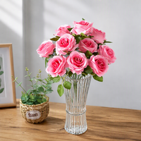 Bouquet de fleurs artificielles le plus vendu, roses en soie de 3,15 pouces, 10 têtes, art floral pour la décoration de mariage et de la maison