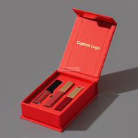 Boîte cadeau magnétique rouge faite à la main avec insert en EVA, design personnalisé, matériau mat, emballage de rouge à lèvres et de gloss cosmétique